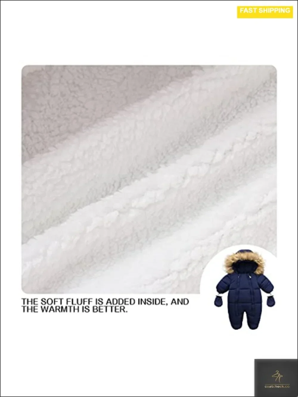 Toddler Fleece Snowsuit Jumpsuit with Zipper and Gloves